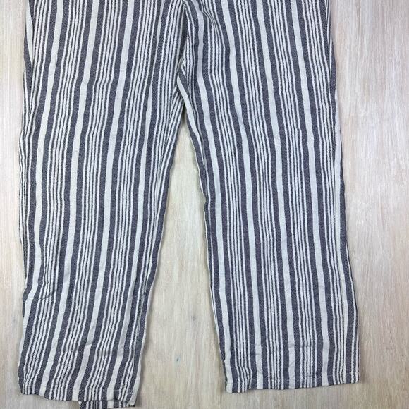 Old Navy Elastic Drawstring Waist Linen Blend Striped Wide Leg Pants Large - Picture 4 of 14